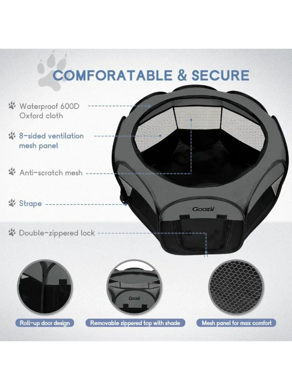 Portable Pet Playpen for Small Dogs & Cats - Foldable Indoor/Outdoor Tent